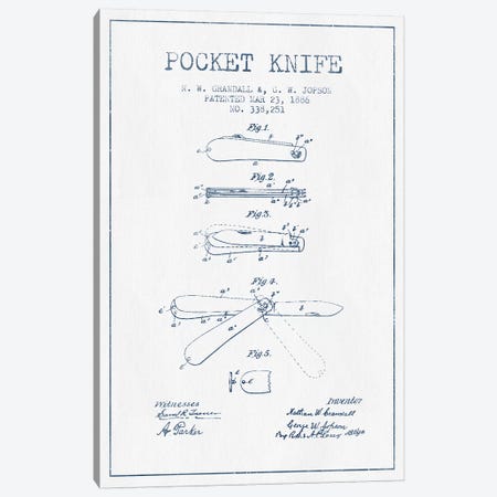 N.W. Grandall & G.W. Jopson Pocket Knife Patent Sketch (Ink) Canvas Print #ADP3050} by Aged Pixel Canvas Artwork