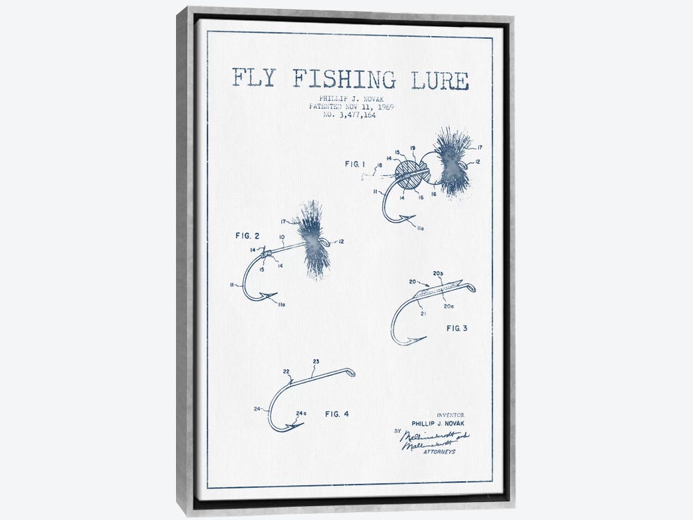 P.J. Novak Fly Fishing Lure Patent Sketch (In - Art Print