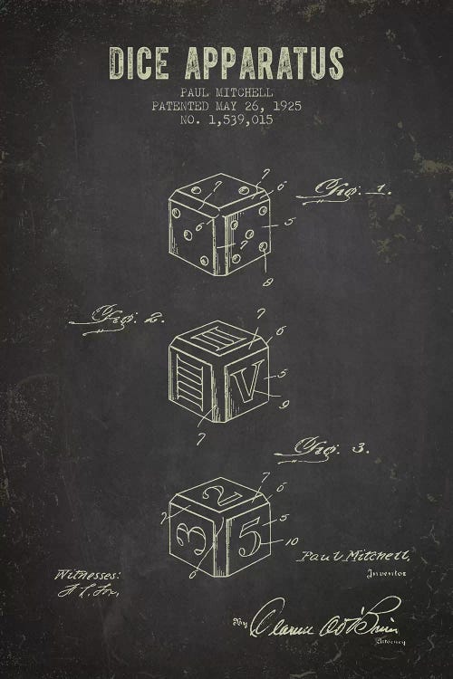 Paul Mitchell Dice Apparatus Patent Sketch (Charcoal)