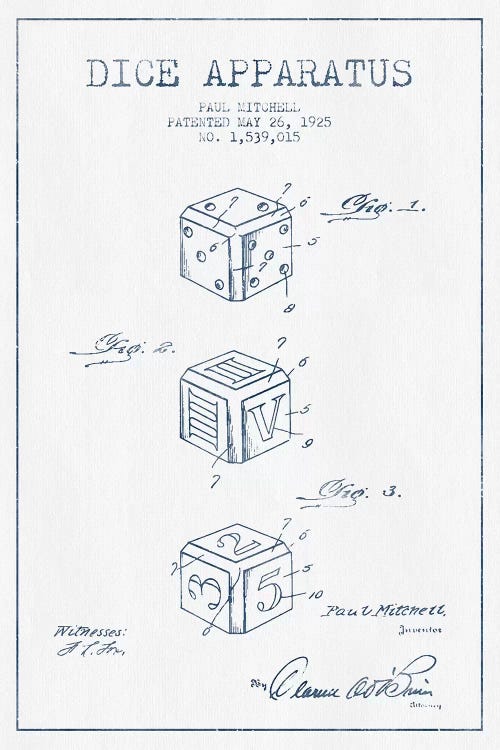 Paul Mitchell Dice Apparatus Patent Sketch (Ink)