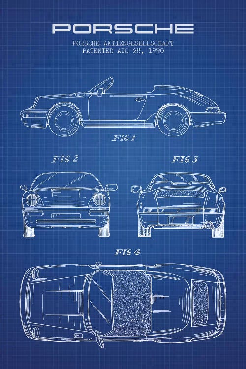 Porsche Corporation Porsche Patent Sketch (Blue Grid)