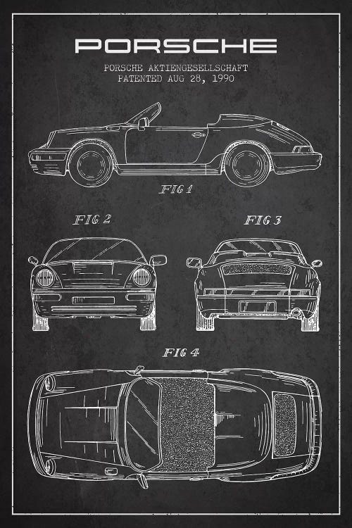 Porsche Corporation Porsche Patent Sketch (Charcoal)