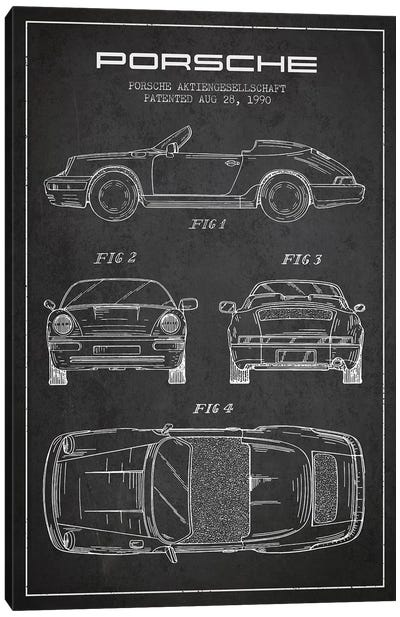 Porsche Corporation Porsche Patent Sketch (Charcoal) Canvas Art Print - Porsche