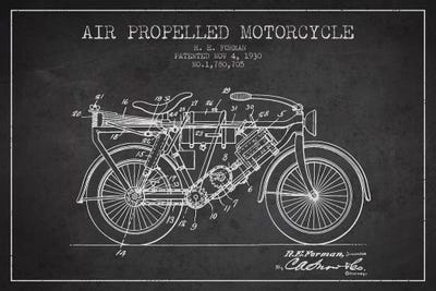 R.E. Forman Air-Propelled Motorcycle Patent Sketch (Charcoal) by Aged Pixel metal wall art
