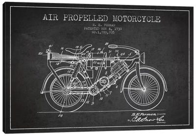 R.E. Forman Air-Propelled Motorcycle Patent Sketch (Charcoal) Canvas Art Print - Motorcycle Blueprints