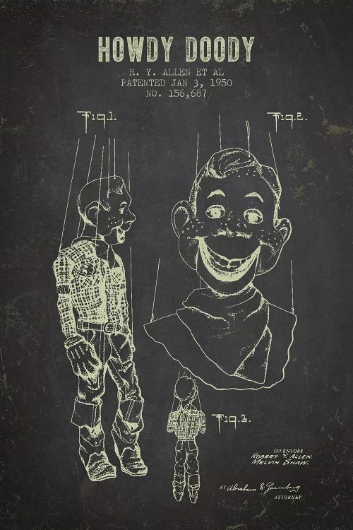 R.Y. Allen et al. Howdy Doody Patent Sketch (Charcoal)