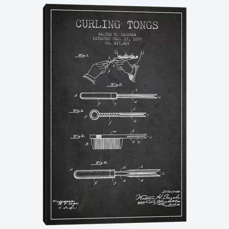 Curling Tongs Charcoal Patent Blueprint Canvas Print #ADP308} by Aged Pixel Canvas Artwork