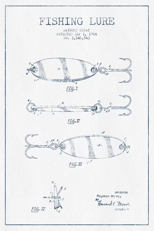 Raymond McVay Fishing Lure Patent Sketch (Ink) III