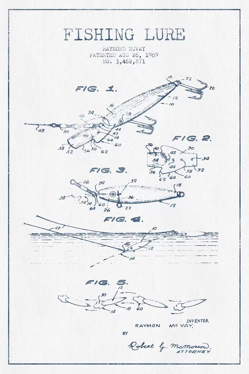 Raymond McVay Fishing Lure Patent Sketch (Ink) IV