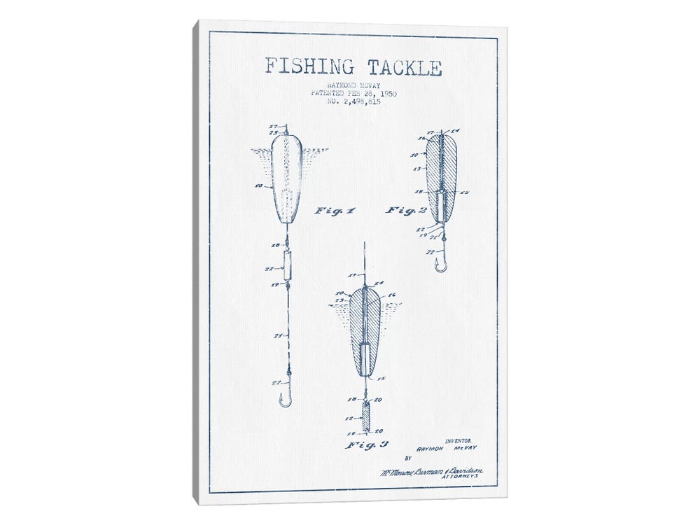 Raymond McVay Fishing Tackle Patent Sk - Canvas Art Print