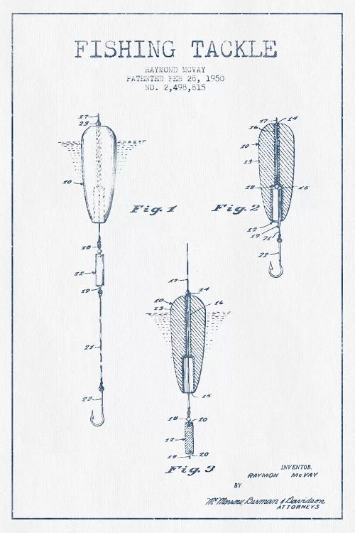 Raymond McVay Fishing Tackle Patent Sketch (Ink)