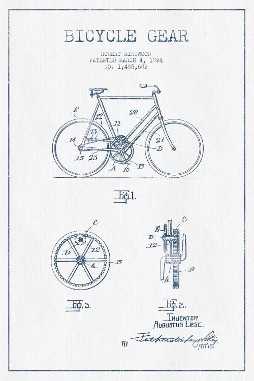 Robert Ringwood Bicycle Gear Patent Sketch (Ink)