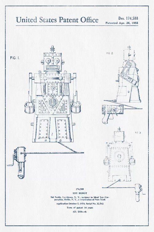 Sid Noble Toy Robot Patent Sketch (Ink)