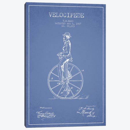 T.W. Ward Velocipede Patent Sketch (Light Blue) Canvas Print #ADP3126} by Aged Pixel Canvas Print