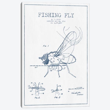 W.D. Kuntz Fishing Fly Patent Sketch (Ink) Canvas Print #ADP3138} by Aged Pixel Art Print