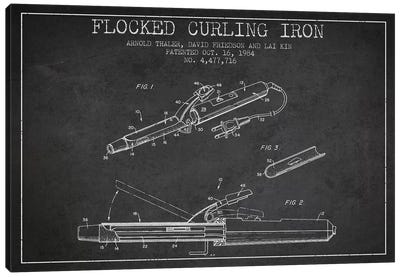 Flocked Curling Iron Charcoal Patent Blueprint Canvas Art Print - Aged Pixel: Beauty & Personal Care