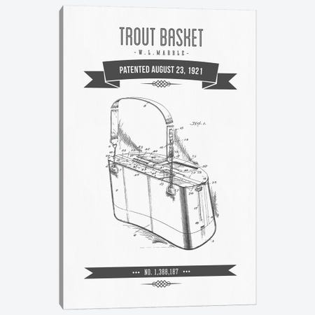 W.L. Marble Trout Basket Patent Sketch Retro (Charcoal) Canvas Print #ADP3146} by Aged Pixel Canvas Print