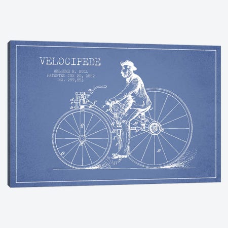 Welcome H. Hull Velocipede Patent Sketch (Light Blue) II Canvas Print #ADP3153} by Aged Pixel Canvas Print