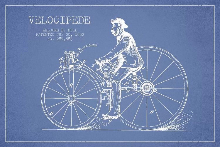 Welcome H. Hull Velocipede Patent Sketch (Light Blue) II