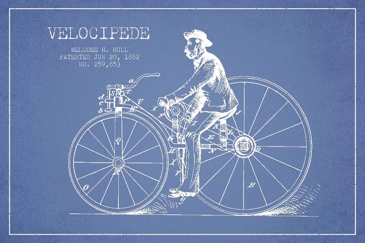 Welcome H. Hull Velocipede Patent Sketch (Light Blue) II by Aged Pixel wall art