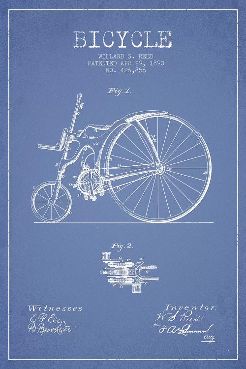 Willard S. Reed Bicycle Patent Sketch (Light Blue)