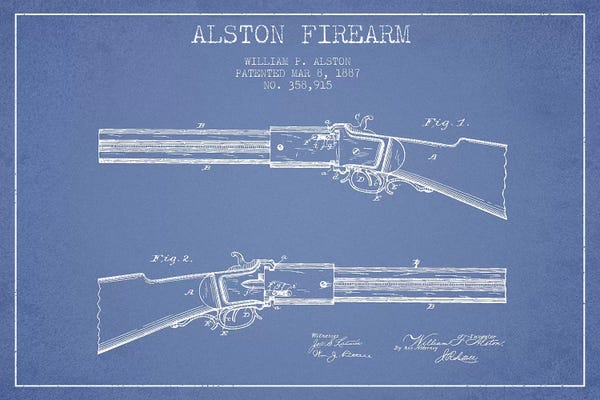 William P. Alston Firearm Patent Sketch (Light Blue)