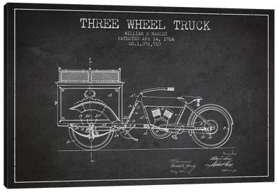William S. Harley Three Wheel Truck Patent Sketch (Charcoal) Canvas Art Print - Automobile Blueprints
