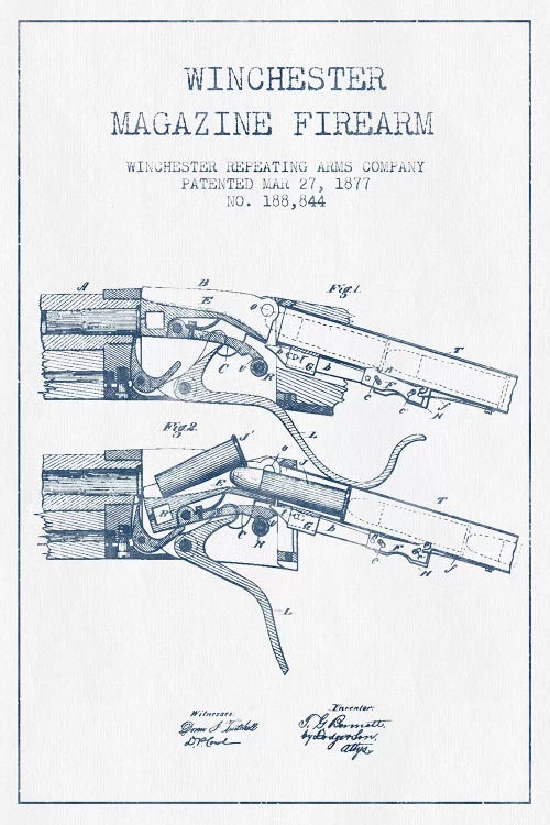 Winchester Repeating Arms Company Winchester Magazine Firearm Patent Sketch (Ink)