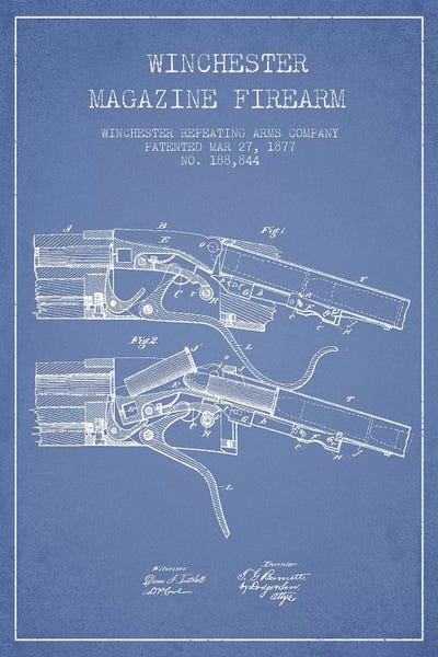 Light Blue Winchester Repeating Arms Company Winchester Magazine Firearm Patent Sketch