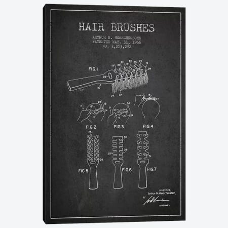 Hair Brushes Charcoal Patent Blueprint Canvas Print #ADP318} by Aged Pixel Art Print