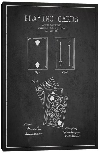 Dougherty Cards Dark Patent Blueprint Canvas Art Print - Aged Pixel: Toys & Games