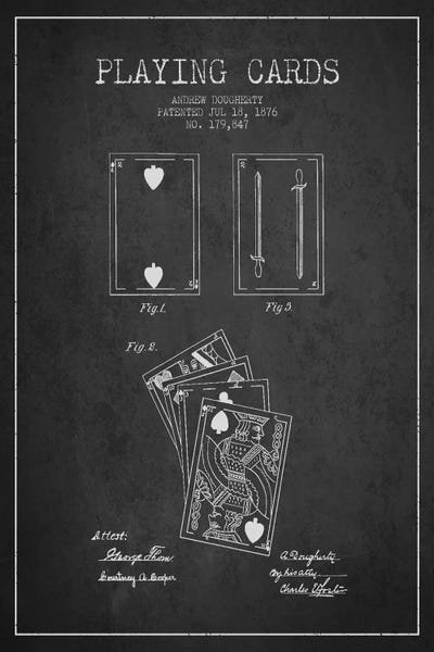Toy & Game Blueprints: Dougherty Cards Dark Patent Blueprint by Aged Pixel