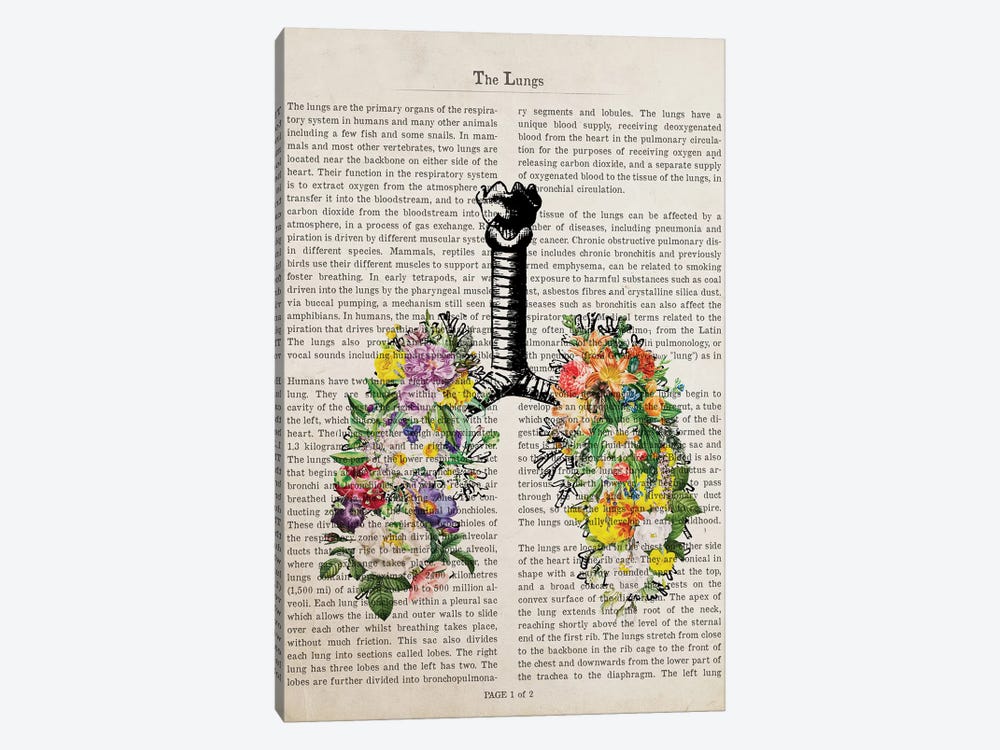 The Lungs With Flowers by Aged Pixel 1-piece Canvas Wall Art