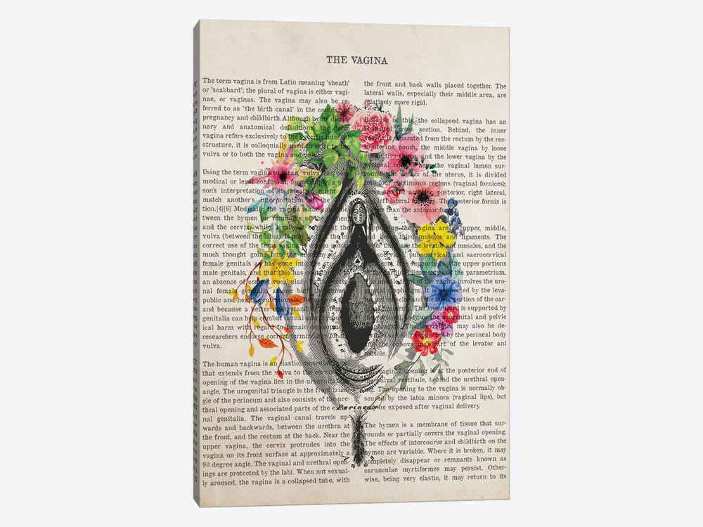 The Vagina With Flowers by Aged Pixel 1-piece Canvas Wall Art