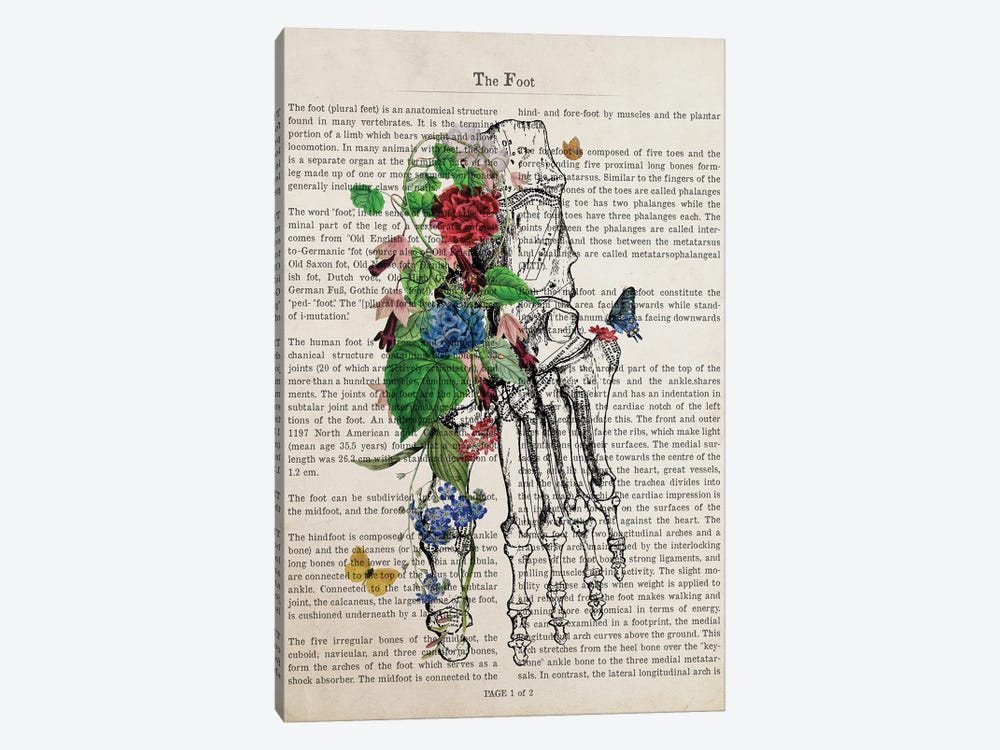 Foot Art Flower Anatomy Print by Aged Pixel 1-piece Canvas Artwork