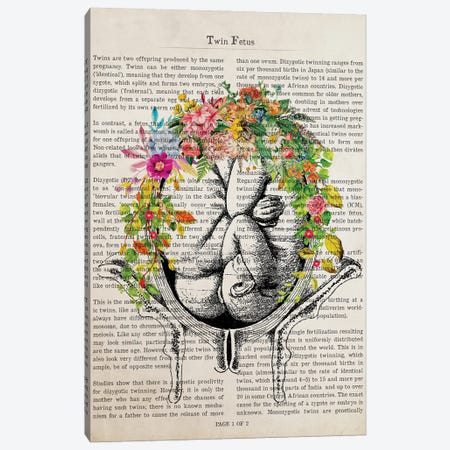 Twin Fetuses In Womb Flower Anatomy Print Canvas Print #ADP3230} by Aged Pixel Canvas Wall Art