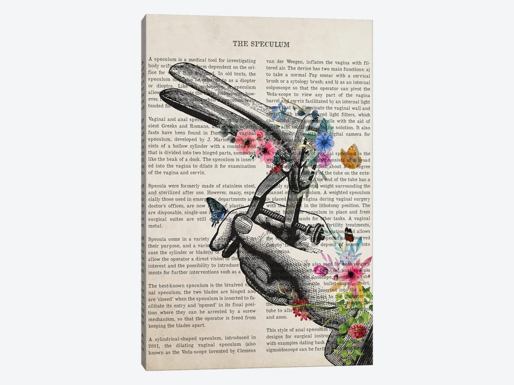 Speculum With Flowers Print by Aged Pixel 1-piece Canvas Wall Art