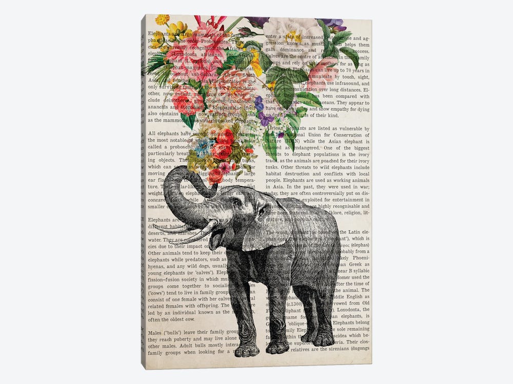 Elephant With Flowers Prints by Aged Pixel 1-piece Art Print