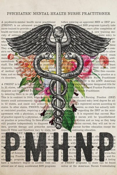 Education: PMHNP, Psychiatric Mental Health Nurse Practitioner With Flowers by Aged Pixel