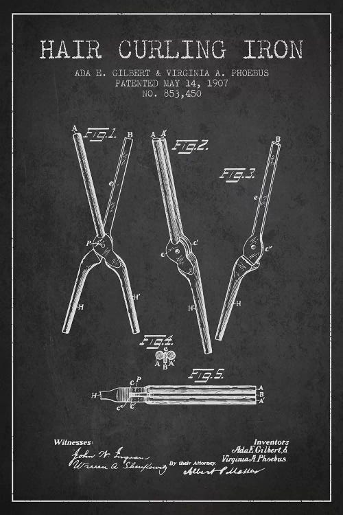 Hair Curling Iron Charcoal Patent Blueprint