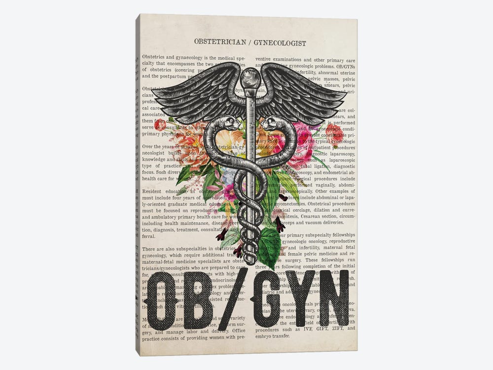 OB/GYN, Obstetrician-Gynecologist With Flowers by Aged Pixel 1-piece Canvas Print