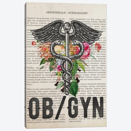 OB/GYN, Obstetrician-Gynecologist With Flowers Canvas Print #ADP3240} by Aged Pixel Art Print
