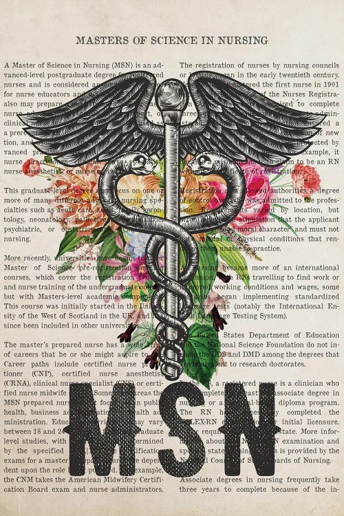 MSN, Masters Of Science In Nursing With Flowers