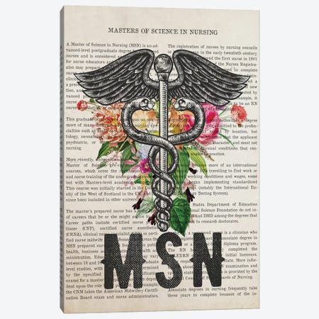 MSN, Masters Of Science In Nursing With Flowers Canvas Print #ADP3241} by Aged Pixel Canvas Print
