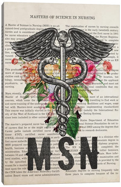 MSN, Masters Of Science In Nursing With Flowers Canvas Art Print