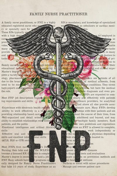 Health & Wellness: FNP, Family Nurse Practitioner With Flowers by Aged Pixel