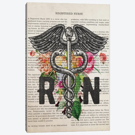 RN, Registered Nurse With Flowers Canvas Print #ADP3243} by Aged Pixel Canvas Print