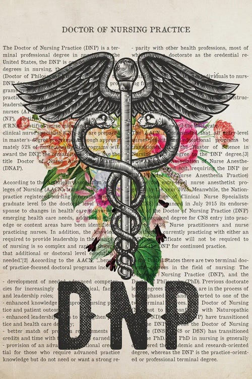 DNP, Doctor Of Nursing Practice With Flowers by Aged Pixel wall art