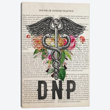 DNP, Doctor Of Nursing Practice With Flowers Canvas Print #ADP3244} by Aged Pixel Canvas Wall Art