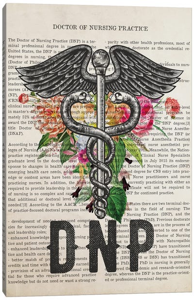 DNP, Doctor Of Nursing Practice With Flowers Canvas Art Print - Aged Pixel